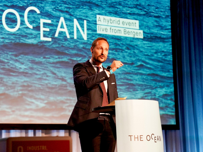 Crown Prince Haakon opens the conference “The Ocean 2021”. Photo: Simen Løvberg Sund, The Royal Court.