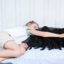 Pictures of the Crown Prince and Crown Princess' family with the nine puppies, July 2013 (Photo: Veronica Melå / Utenfor Allfarvei AS / The Royal Court)
