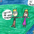 Andebu held a drawing competition for children before the King and Queen's visit. The winner was the 11 years old Madicken.