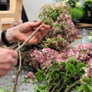 På Blomsterloftet - Slottets blomsterbinderi - er det full aktivitet. Foto: Nina Ilefeldt, Det kongelige hoff