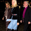 9 March: The Crown Princess attends the opening of Oslo International Church Music Festival. Arrives accompanied by festival Director Bente Johnsrud and Bishop Ole Christian Kvarme (Photo: Erlend Aas / Scanpix) 