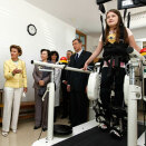 The King and Queen met Sami Dubli&#263; (age 11), who is learning to walk again, during their visit to the University Institute for Rehabilitation of the Republic of Slovenia. (Photo: Lise Åserud / Scanpix)