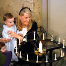 Crown Princess Mette-Marit with Princess Ingrid Alexandra and Marius by the circle of light (Photo: Jon Eeg / Scanpix)
