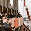 Crown Prince Olav and Prince Harald at the Royal Stands in Holmenkollen 1953 (Photo: G. Sjövall, The Royal Court Photo Archives)