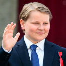 The Crown Prince and Crown Princess, Princess Ingrid Alexandra and Prince Sverre Magnus greet the Children's Parade in Asker outside Skaugum estate. Photo: Lise Åserud, NTB scanpix
