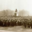 Many had turned out to greet the bride and groom at the Palace square (Photographer unknown, The Royal Court Photo Archives)