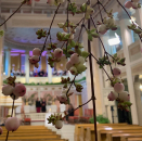 The ceremony started at 12:00. The Royal Chapel was ready, decorated with hydrangea and snowberries. Photo: Simen Løvberg Sund, The Royal Court