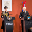 Minister of Foreign Affairs Ine Eriksen Søreide and Argentina's Minister of Foreign Affairs Jorge Faurie sums up the bilateral talks at Casa Rosada. Photo: Heiko Junge / NTB scanpix