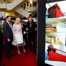 The Crown Prince and Crown Princess are given a tour of the exhibition by Norwegian architect Håkon Vigsnæs (Photo: Gorm Kallestad / Scanpix)