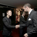 21 March: Crown Prince Haakon attends the charity concert "Gift to Japan" at Folketeateret in Oslo. Here with A1, one of the bands that played at the event. (Photo: Scanpix)