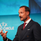 Kronprins Haakon besøkte Island 12. til 14. oktober 2022. Her taler Kronprinsen under åpningen av Arctic Circle Assembly 13. oktober. Bildene er kun til redaksjonell bruk - ikke for salg, og kan benyttes fritt mot kreditering. Foto: Liv Anette Luane, Det kongelige hoff