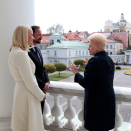 The Crown Prince and Crown Princess are welcomed by President Dalia Grybauskaitė in the Presidential Palace in Vilnius. Photo: Lise Åserud / NTB scanpix