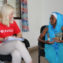 With Jasmina, one of the participants at the Stepping Stones Community of Practice. They  offer life-skills training for adolescents and young people, including comprehensive sexuality education and programmes relating to HIV and gender equality. Photo: Christian Lagaard, the Royal Court. 
