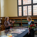 Dronning Sonja åpner et nytt arkiv med materiale om den norske innvandringen til USA ved St. Olaf College i Northfield, Minnesota. Publisert 18.10.2022. Bildene er kun til redaksjonell bruk - ikke for salg, og kan benyttes fritt mot kreditering. Foto: Simen Løvberg Sund, Det kongelige hoff