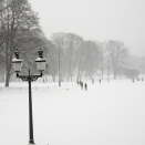 Tett snødrev over Slottsplassen. Foto: Liv Osmundsen, Det kongelige hoff.