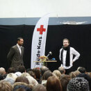 20 October: Crown Prince Haakon attends Global Dignity Day with Professor Pekka Himanen at Bodø Upper Secondary Comprehensive  (Photo: Global Dignity Norge)