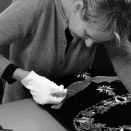 Silje Nome Schiander of the Royal Court prepares the Order of St Olav for the exhibitions. Published 18.01.2012. Handout picture from the Royal Court. For editorial use only, not for sale. Photo: Liv Osmundsen / The Royal Court. Size: 1708 x 2288 px and 3,49  Mb.