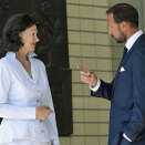 12 August: Crown Prince Haakon adresses the World Humanist Congress. Here with Åse Kleveland of the The Norwegian Humanist Association after the speech  (Photo: Scanpix)