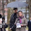 Professor in biology at NMBU and author Anne Sverdrup-Thygeson gives a speech during the official unveiling of "Maman". . Photo: Øivind Møller Bakken, The Royal Court.