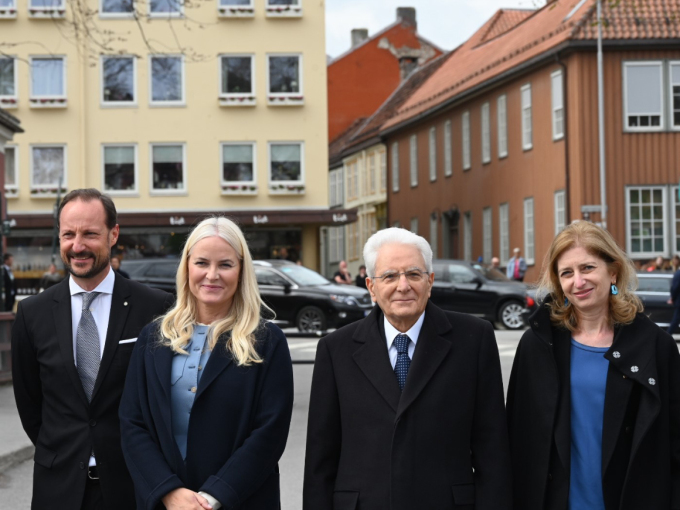 The Crown Prince Regent and Crown Princess accompanied President Mattarella and Laura Mattarella in Trondheim today. Photo: Sven Gj. Gjeruldsen, The Royal Court 