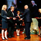 4 September: King Harald presents the Kavli Prize 2012 - here the prize for neuro science to Ann Martin Graybiel, Winfried Denk and Cornelia Isabella Bargmann (Photo: Erlend Aas / NTB scanpix)