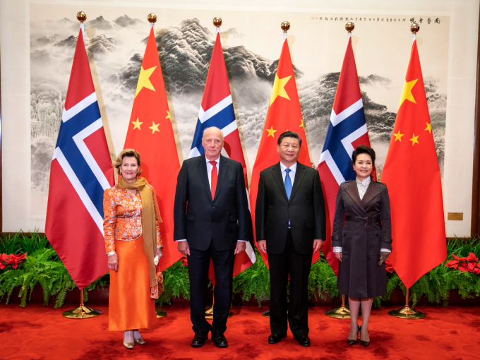Official photographs were taken in the Great Hall of the People. Photo: Heiko Junge, NTB Scanpix