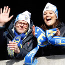 Crown Princess Victoria and Prince Daniel during men's 4 x 10 km relay (Photo: Lise Åserud / Scanpix)