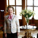 8 May: The Queen presents the new book "Kongens Hus" (The King's Houses) during a press meeting at Oscarshall (Photo: Erlend Aas / NTB scanpix)