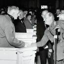King Olav meets Norwegian author Johan Falkberget in the church at Røros (The Royal Court Archives)