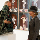 Museum Director Vincent Polakovi&#269; gave Queen Sonja a guided tour of the exhibition at Danubiana Meulensteen Art Centre (Photo: Terje Bendiksby / Scanpix)