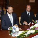 Crown Prince Haakon, Minister of trade and industry Trond Giske, Mr Jens Ulltveit-Moe and others of the Norwegian delegation at top level meeting (Photo: Lise Åserud / Scanpix)