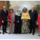 10 December: The Crown Prince and Crown Princess attend the presentation of the Nobel Peace Prize 2011 and the Laureates' audience at the Royal Palace (Photo: Cornelius Poppe, Scanpix)