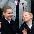 The Royal Family greets the Children's Parade in Asker outside Skaugum. Photo: Jon Olav Nesvold / NTB scanpix.