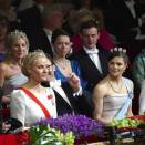 15 April: The Crown Princess attends gala performance in Copenhagen as part of the celebration of Queen Margrethe of Denmark (Photo: Tariq Mikkel Khan / Stella Pictures)  