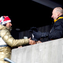 King Harald and Queen Sonja could once again welcome Marit Bjørgen on the Royal stands after her victory on the 10 km cross country (Photo: Gorm Kallestad / Scanpix)