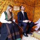 The pupils had raised a tent where they served The Crown Prince local refreshments  	(Photo: Lise Åserud / Scanpix)