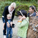 Speaking with local children who are on their way to fetch grass for their families' cows (Dzongu, Sikkim). Published 21.01.2011 as handout picture from The Royal Court. For editorial use only, not for sale. Photo: Kristi Marie Skrede, the Norwegian Broadcasting Corporation / The Royal Court. Image size: 4288 x 2848 px and 3,36 Mb.