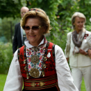 Dronning Sonja på Kongeparets hagefest i Slottsparken. Publisert 1. september 2016. Handoutbilde fra Det kongelige hoff. Bildet er kun til redaksjonell bruk - ikke for salg. Foto: Sven Gj. Gjeruldsen, Det kongelige hoff