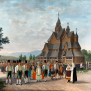 Fra utstillingen "Tradisjon og inspirasjon": Johannes Flintoes "Heddal stavkirke". Bildet er kun til redaksjonell bruk - ikke for salg. Foto: Jan Haug, De kongelige samlinger