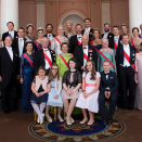 Guests photographed with the birthday celebrants prior to this evening’s gala dinner. Photo: Thomas Brun / NTB scanpix