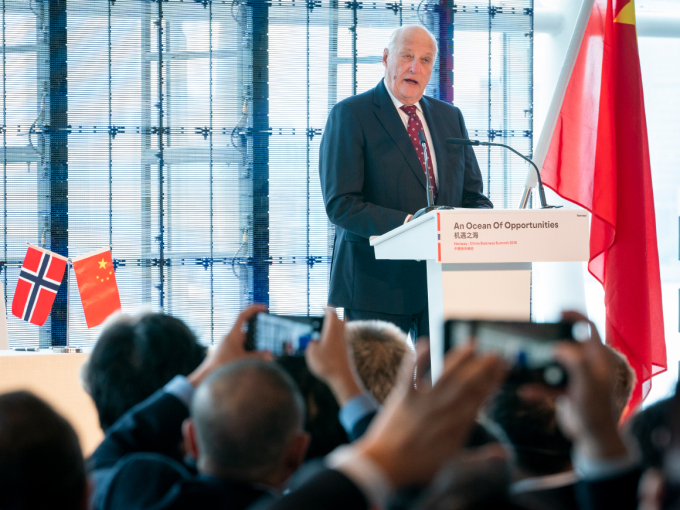 King Harald stressed the need for global cooperation to ensure sustainable use of the oceans. Photo: Heiko Junge, NTB scanpix