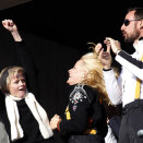 5 March: Crown Prince Haakon, Crown Princess Mette-Marit and Marius during the men's 50 km  (Photo: Lise Åserud / Scanpix)