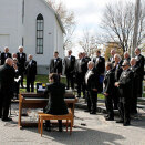 The Luren Singers, the oldest Norwegian-American men's choir in the US reherse outside Vesterheim (Photo: Urd Berge Milbury)