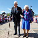 Kari and Leif Aagaard celebrate their 65th wedding anniversary, and today they met The King and Qeen in Sande (Photo: Håkon Mosvold Larsen / NTB scanpix)