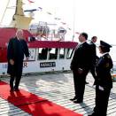 King Harald and Queen Sonja arriving on Lurøy with the rescue vessel Harald V  (Photo: Knut Falch, Scanpix)