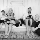 With the puppies. Published 12.07.2013. Handout pictures from the Royal Court. For editorial use only &#150; not for sale. Photo: . Foto: Veronica Melå / Utenfor Allfarvei AS / the Royal Court.