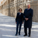 The King and Queen also met Norwegian media by the Mugao Caves.  Photo: Heiko Junge, NTB scanpix