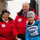 9 - 10 March: King Harald and Princess Astrid, Mrs Ferner attend the Nordic World Cup in Holmenkollen. Here congratulating American Sarah Hendrickson with her gold medal (Photo: Terje Bendiksby / Scanpix)
