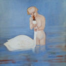 Fra utstillingen "Åpne dører: Lena Cronqvist: Lille Leda, 1994. Olje på lerret. Foto: De kongelige samlinger