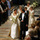 Walking down the aisle after the ceremony (Photo: Gorm Kallestad, Scanpix)